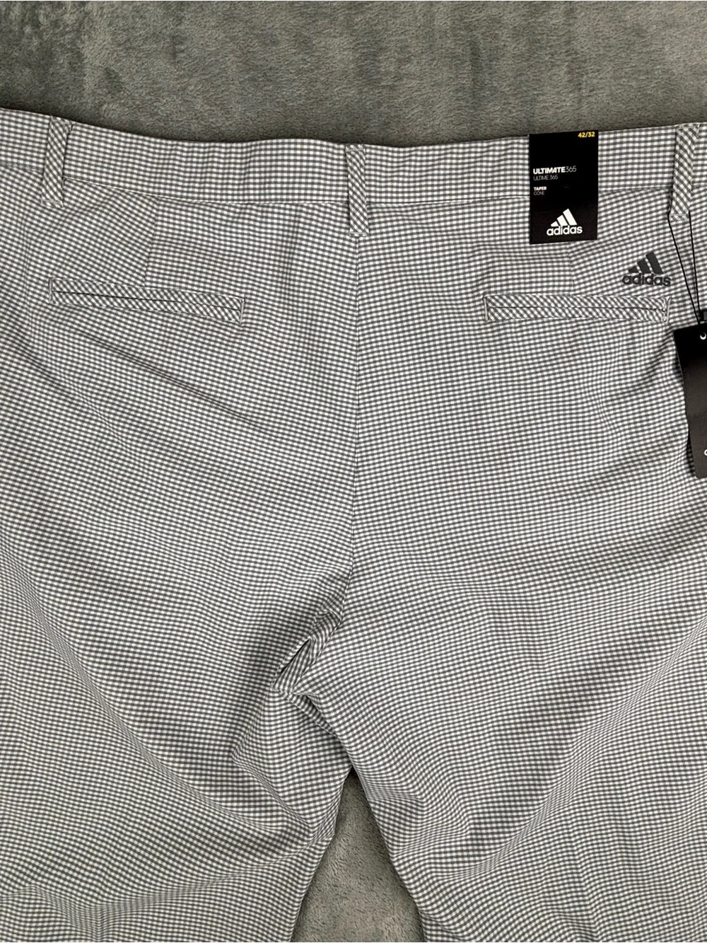 Adidas Pants Mens 42X32 Gray Gingham Ultimate 365 Taper Golf Pant NWT